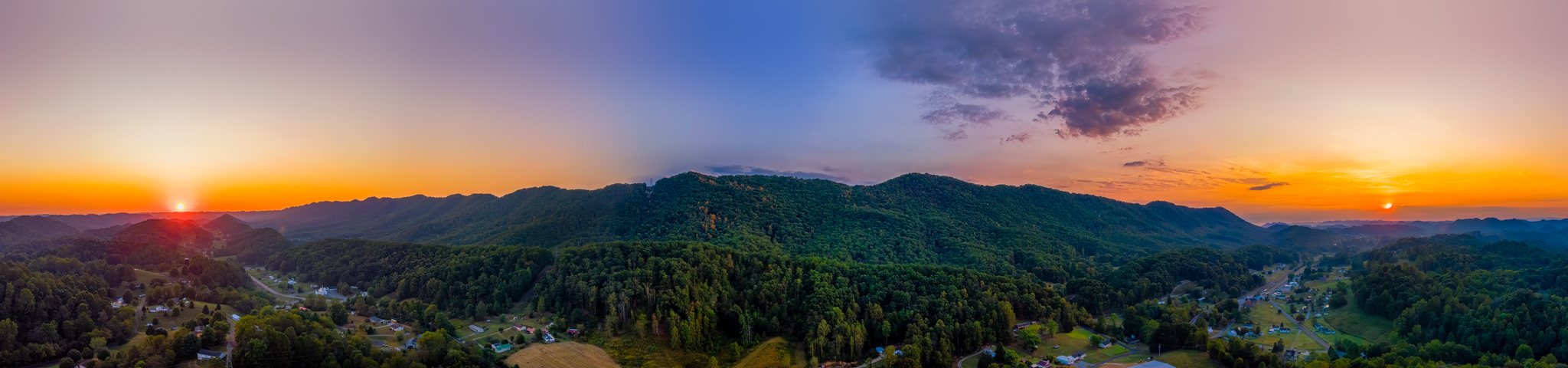 Sunset over the ridge of Long Mountain